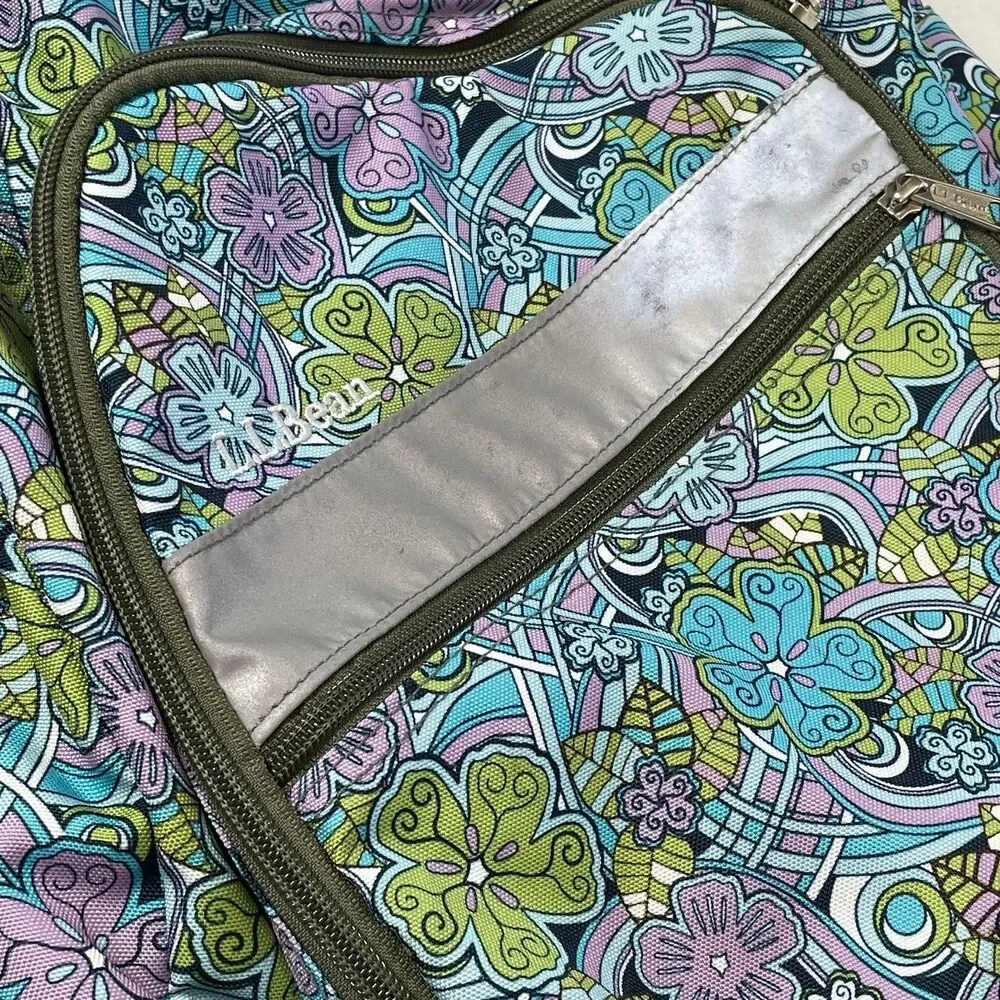 LL Bean Blue Green Purple Floral 70s Design Personalized Backpack Amaya